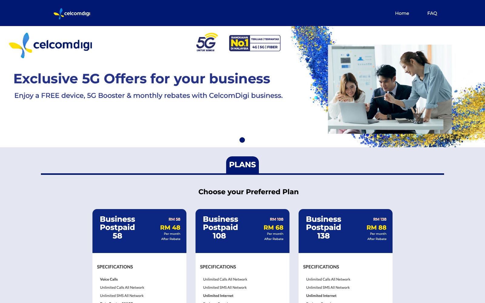 CelcomDigi campaign e-SIM page system interface